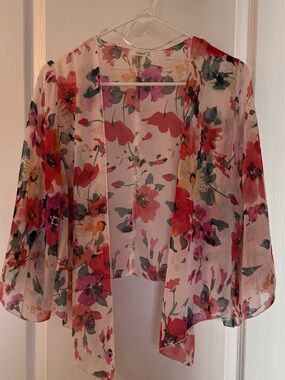 Timing Floral Sheer Open-Front Women’s Kimono Cardigan Sz M